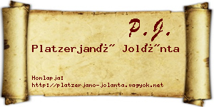 Platzerjanó Jolánta névjegykártya